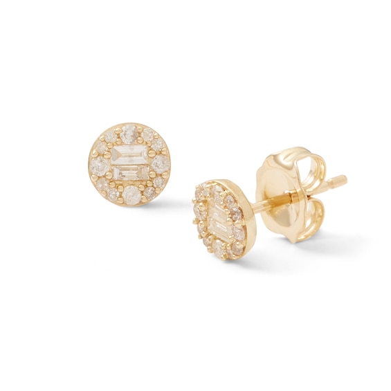 1/ CT. T.W. Composite Diamond Circle Stud Earrings in 10K Gold