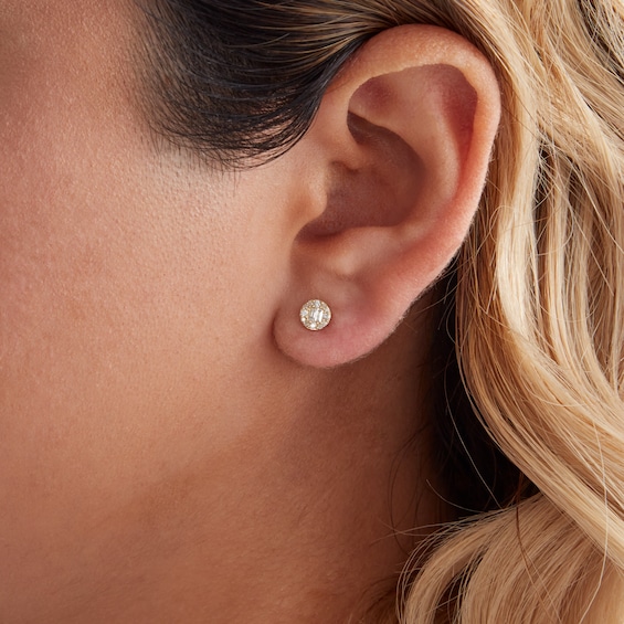 1/ CT. T.W. Composite Diamond Circle Stud Earrings in 10K Gold
