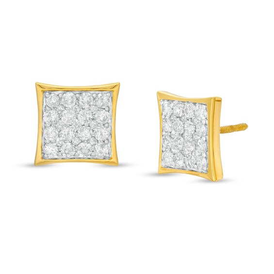 1 CT. T.W. Composite Diamond Concave Square Stud Earrings in 10K Gold