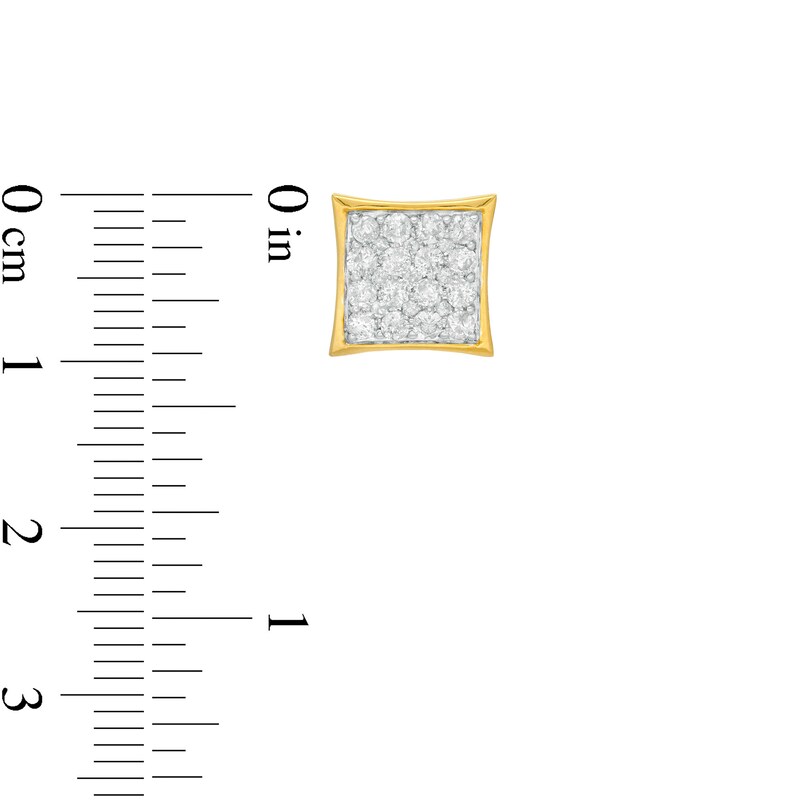 Main Image 2 of 1 CT. T.W. Composite Diamond Concave Square Stud Earrings in 10K Gold