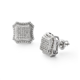 1/6 CT. T.W. Diamond Concave Octagon Stud Earrings in Sterling Silver