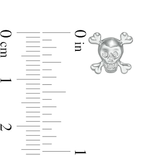 Diamond Accent Skull and Crossbones Stud Earrings in Sterling Silver - XL