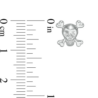 Diamond Accent Skull and Crossbones Stud Earrings in Sterling Silver - XL