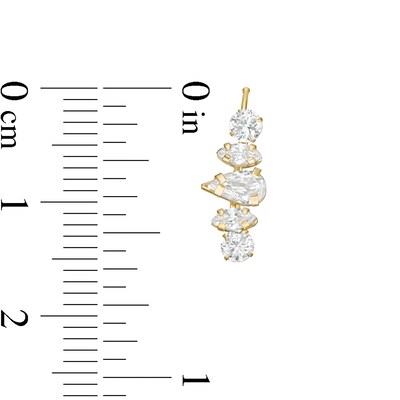 Multi-Shape Cubic Zirconia Crown Crawler Earrings in 10K Gold