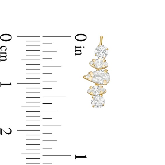 Multi-Shape Cubic Zirconia Crown Crawler Earrings in 10K Gold