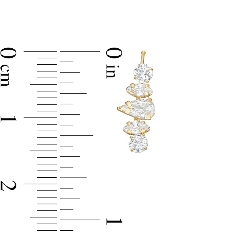 Multi-Shape Cubic Zirconia Crown Crawler Earrings in 10K Gold