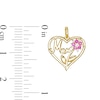 Thumbnail Image 1 of Red and White Cubic Zirconia Flower with "Mom" Heart Necklace Charm in 10K Semi-Solid Gold
