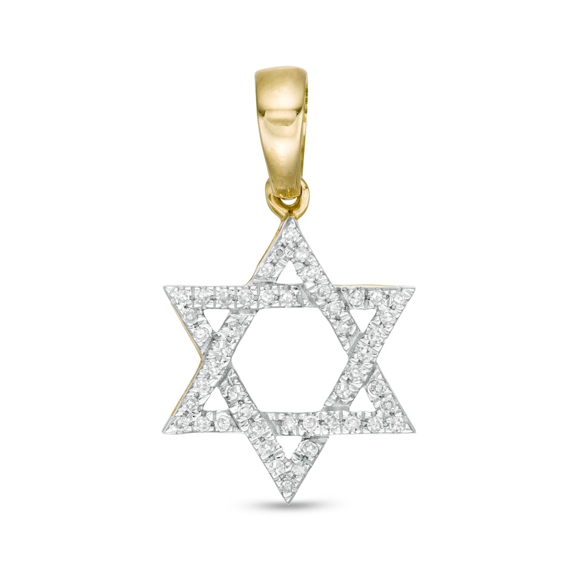 Main Image 1 of 1/10 CT. T.W. Diamond Star of David Necklace Charm in 10K Gold