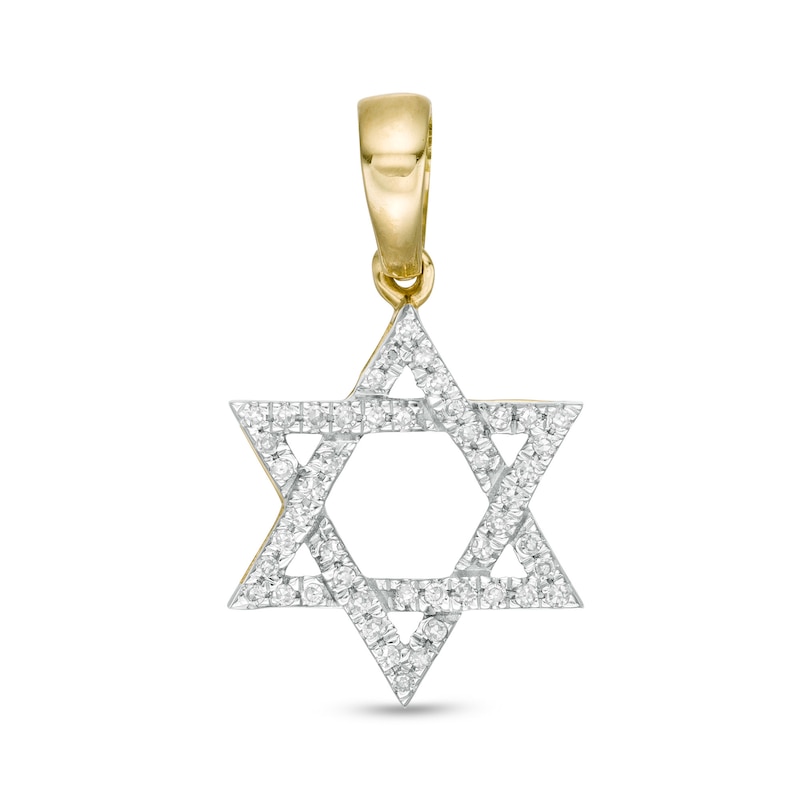 1/ CT. T.W. Diamond Star of David Necklace Charm in 10K Gold