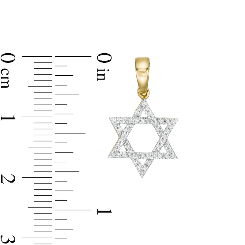 Main Image 2 of 1/10 CT. T.W. Diamond Star of David Necklace Charm in 10K Gold
