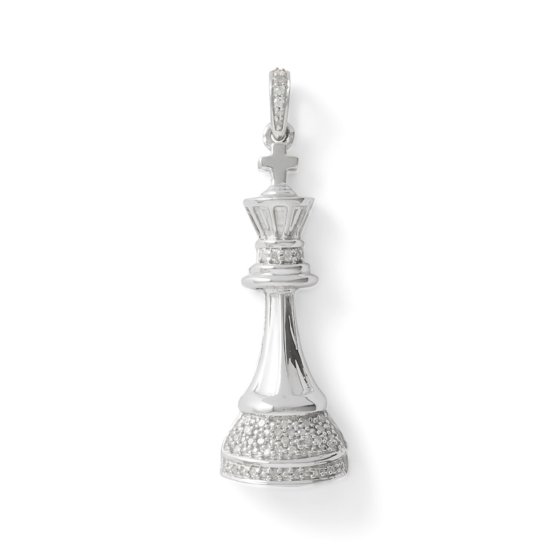 1/10 CT. T.W. Diamond King Chess Piece Necklace Charm in Sterling Silver