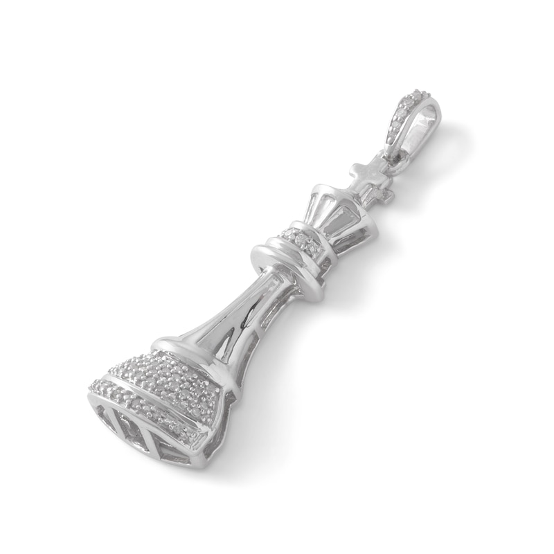 1/10 CT. T.W. Diamond King Chess Piece Necklace Charm in Sterling Silver