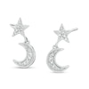 1/15 CT. T.W. Diamond Star and Crescent Moon Dangle Stud Earrings in Sterling Silver