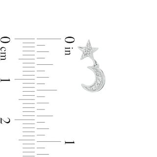 1/15 CT. T.W. Diamond Star and Crescent Moon Dangle Stud Earrings in Sterling Silver