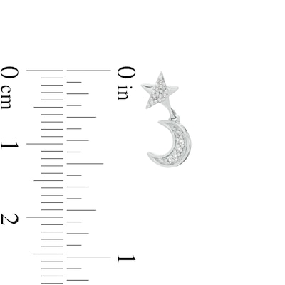 1/15 CT. T.W. Diamond Star and Crescent Moon Dangle Stud Earrings in Sterling Silver