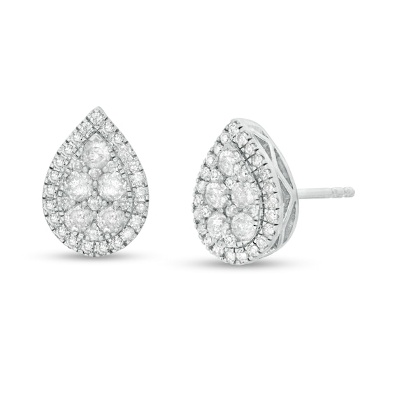 1/2 CT. T.W. Composite Diamond Teardrop Frame Stud Earrings in Sterling Silver