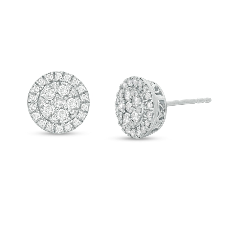 1/2 CT. T.W. Composite Diamond Frame Stud Earrings in Sterling Silver