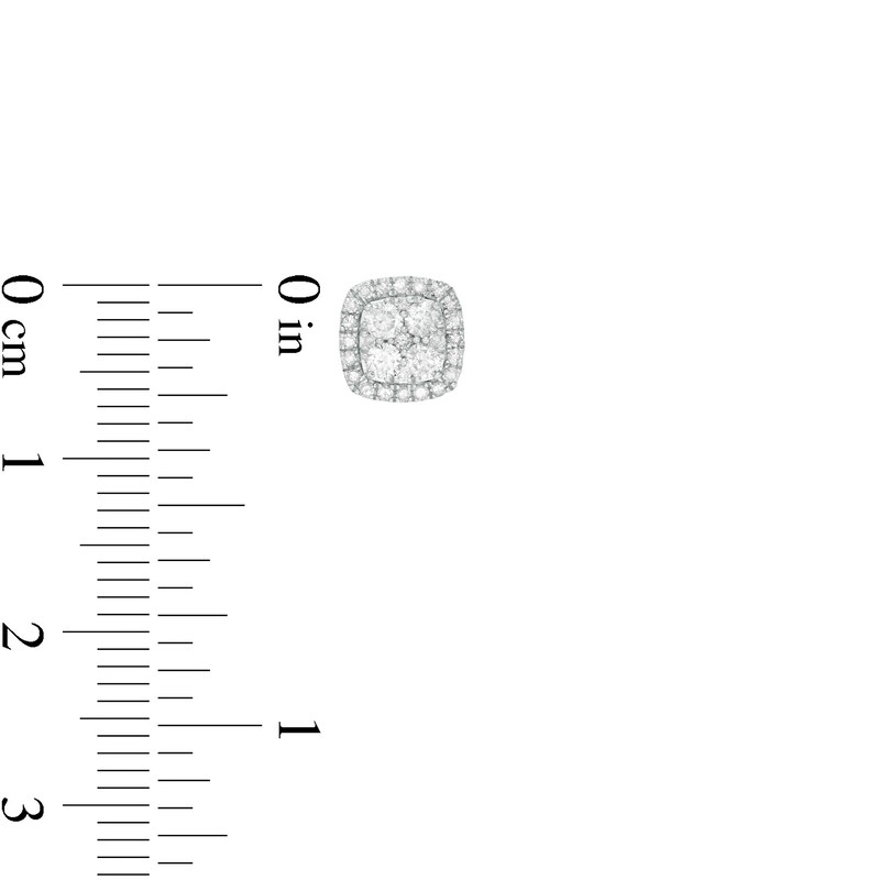 1/2 CT. T.W. Composite Diamond Cushion Frame Stud Earrings in Sterling Silver