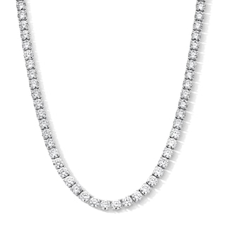 Solid Sterling Silver CZ Tennis Necklace - 20"