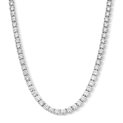 Solid Sterling Silver CZ Tennis Necklace - 20"