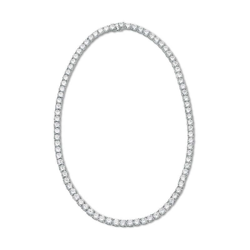 Cubic Zirconia Tennis Necklace in Solid Sterling Silver - 20"