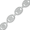 Cubic Zirconia 008 Gauge Puffed Mariner Chain Link Bracelet in Sterling Silver - 7.5"
