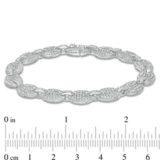 Cubic Zirconia 008 Gauge Puffed Mariner Chain Link Bracelet in Sterling Silver - 7.5"