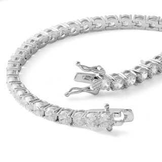 Solid Sterling Silver CZ Tennis Bracelet in - 8"