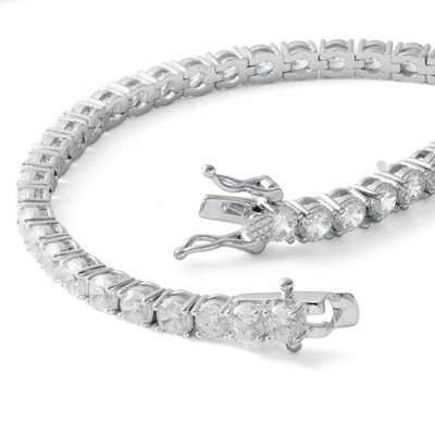 Solid Sterling Silver CZ Tennis Bracelet in - 8"