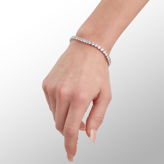Solid Sterling Silver CZ Tennis Bracelet in - 8"