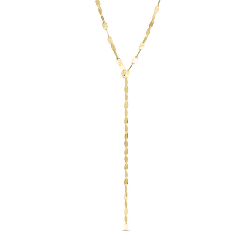 040 Gauge Solid Mirror Chain "Y" Necklace in 10K Gold - 18"