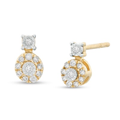 1/20 CT. T.W. Diamond Frame Drop Earrings in 10K Gold