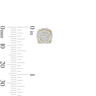 1/4 CT. T.W. Composite Diamond Scallop Cushion Frame Stud Earrings in 10K Gold