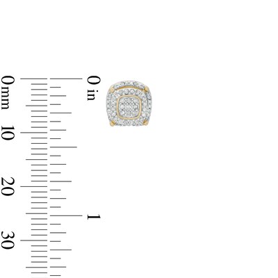 1/4 CT. T.W. Composite Diamond Scallop Cushion Frame Stud Earrings in 10K Gold