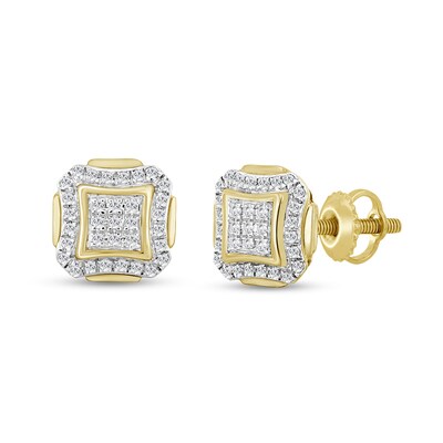 1/8 CT. T.W. Composite Diamond Concave Square Frame Stud Earrings in 10K Gold