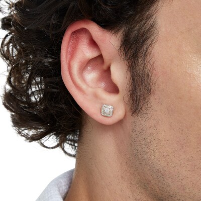 1/8 CT. T.W. Composite Diamond Concave Square Frame Stud Earrings in 10K Gold