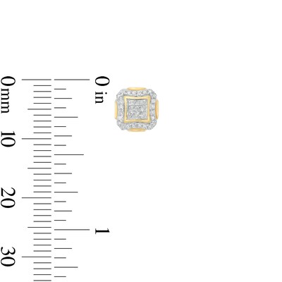 1/8 CT. T.W. Composite Diamond Concave Square Frame Stud Earrings in 10K Gold