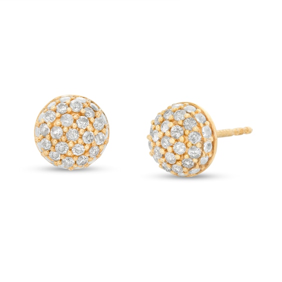 1/3 CT. T.W. Composite Diamond Dome Stud Earrings in 10K Gold | Banter