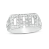 Thumbnail Image 0 of Cubic Zirconia "DAD" Ribbed Shank Ring in Sterling Silver - Size 10