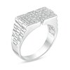 Thumbnail Image 1 of Cubic Zirconia "DAD" Ribbed Shank Ring in Sterling Silver - Size 10