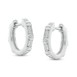 1/20 CT. T.W. Diamond Screw Accent Huggie Hoop Earrings in Sterling Silver