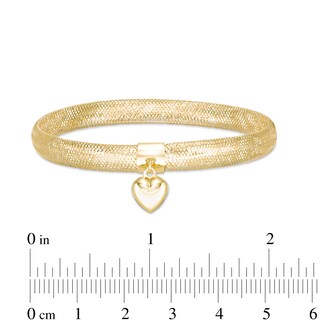 Made in Italy Heart Charm Dangle Mesh Bracelet in 10K Gold