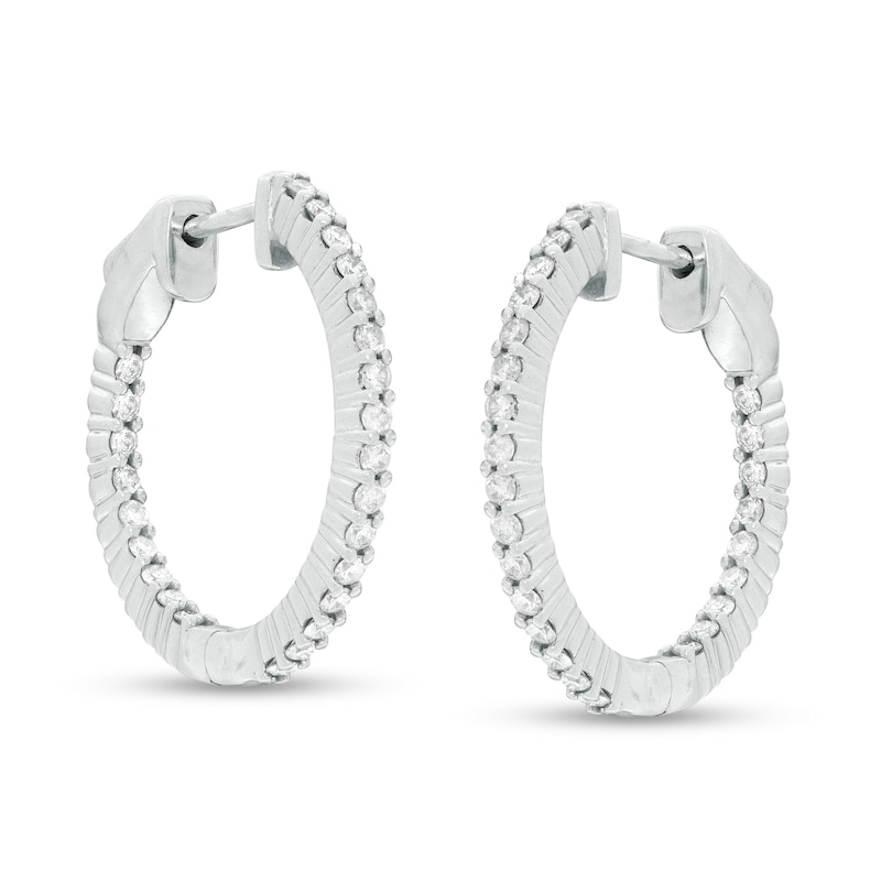 1/2 CT. T.W. Diamond Inside-Out 15.5mm Hoop Earrings in Sterling Silver