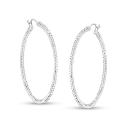 1/2 CT. T.W. Diamond Inside-Out 32.5mm Hoop Earrings in Sterling Silver