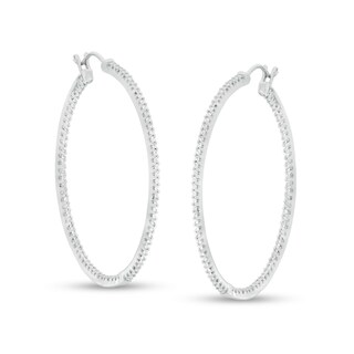 1/2 CT. T.W. Diamond Inside-Out 32.5mm Hoop Earrings in Sterling Silver