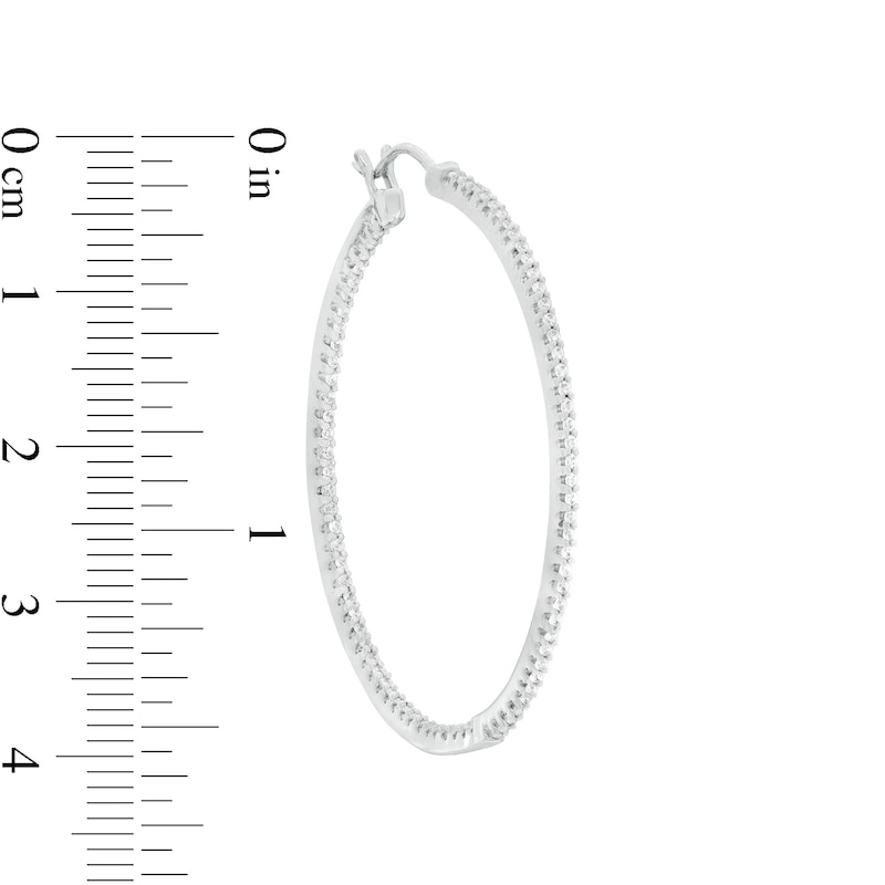 Main Image 2 of 1/2 CT. T.W. Diamond Inside-Out 32.5mm Hoop Earrings in Sterling Silver