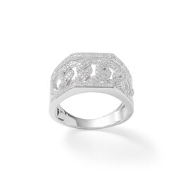 1/5 CT. T.W. Diamond Curb Chain Link Ring in Sterling Silver