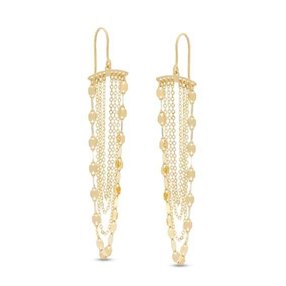 Made in Italy Layered Mirror and Cable Chain Drop Earrings in 10K Gold