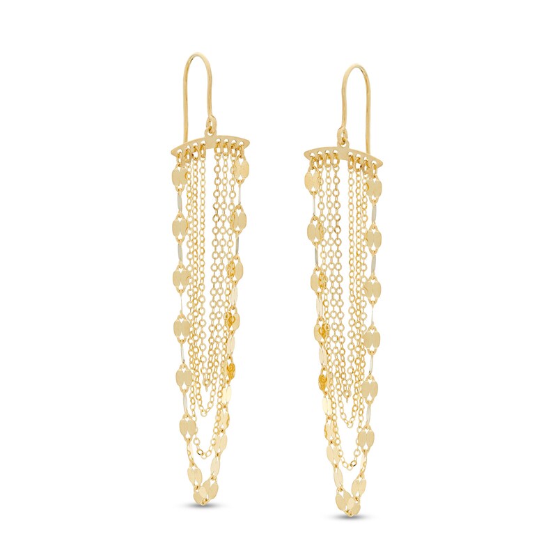 Made in Italy Layered Mirror and Cable Chain Drop Earrings in 10K Gold