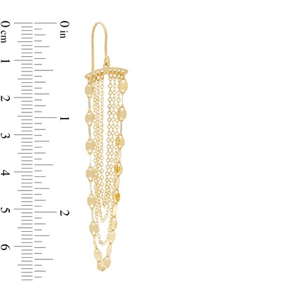 Made in Italy Layered Mirror and Cable Chain Drop Earrings in 10K Gold